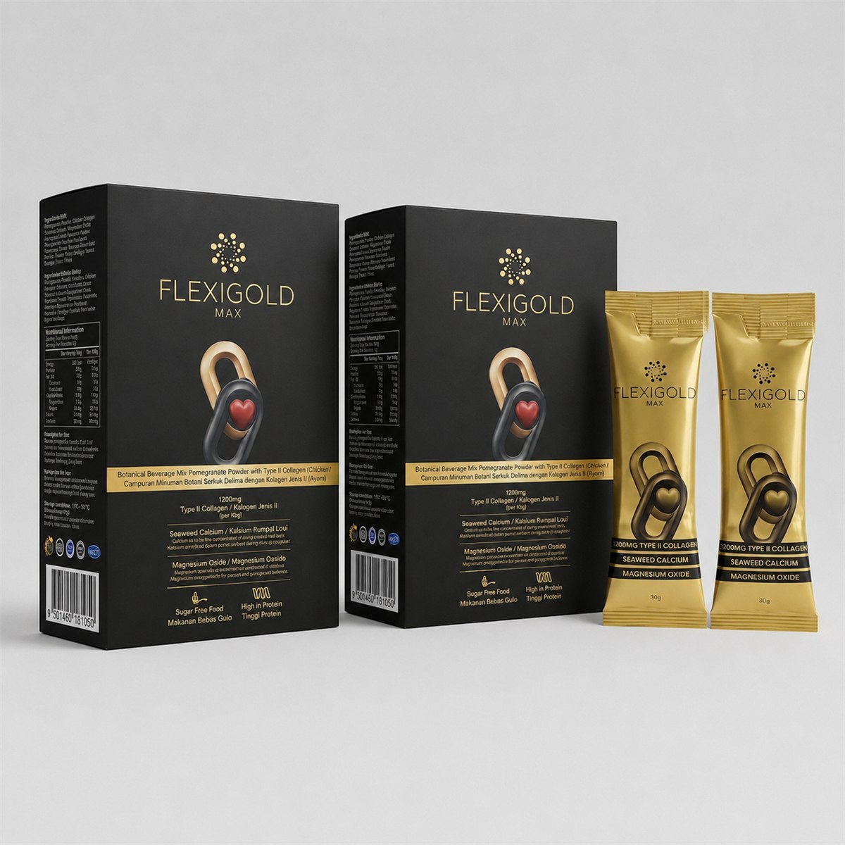 FlexiGold Max Value Pack with two boxes and sachets